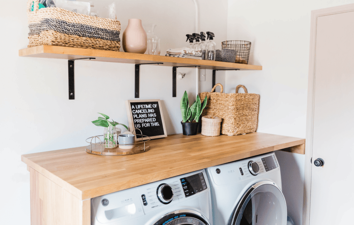 plants in a laundry room